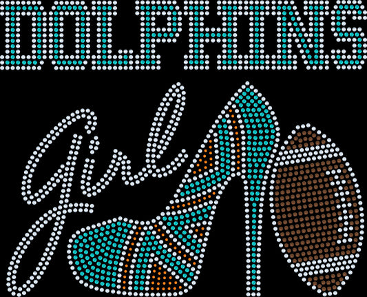 Miami Dolphins Tee, Dolphins High Heel Shoe, Dolphins Girl, Personalization Optional! Long sleeve and Sweatshirts! - Stitch N Bling