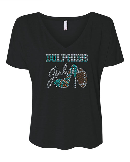 Miami Dolphins Tee, Dolphins High Heel Shoe, Dolphins Girl, Personalization Optional! Long sleeve and Sweatshirts! - Stitch N Bling