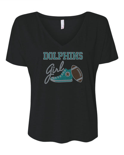 Miami Dolphins Tee, Dolphins Tennis Shoe, Dolphins Girl, Personalization Optional! Long sleeve and Sweatshirts! - Stitch N Bling