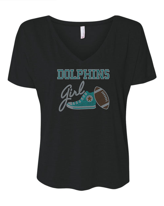 Miami Dolphins Tee, Dolphins Tennis Shoe, Dolphins Girl, Personalization Optional! Long sleeve and Sweatshirts! - Stitch N Bling