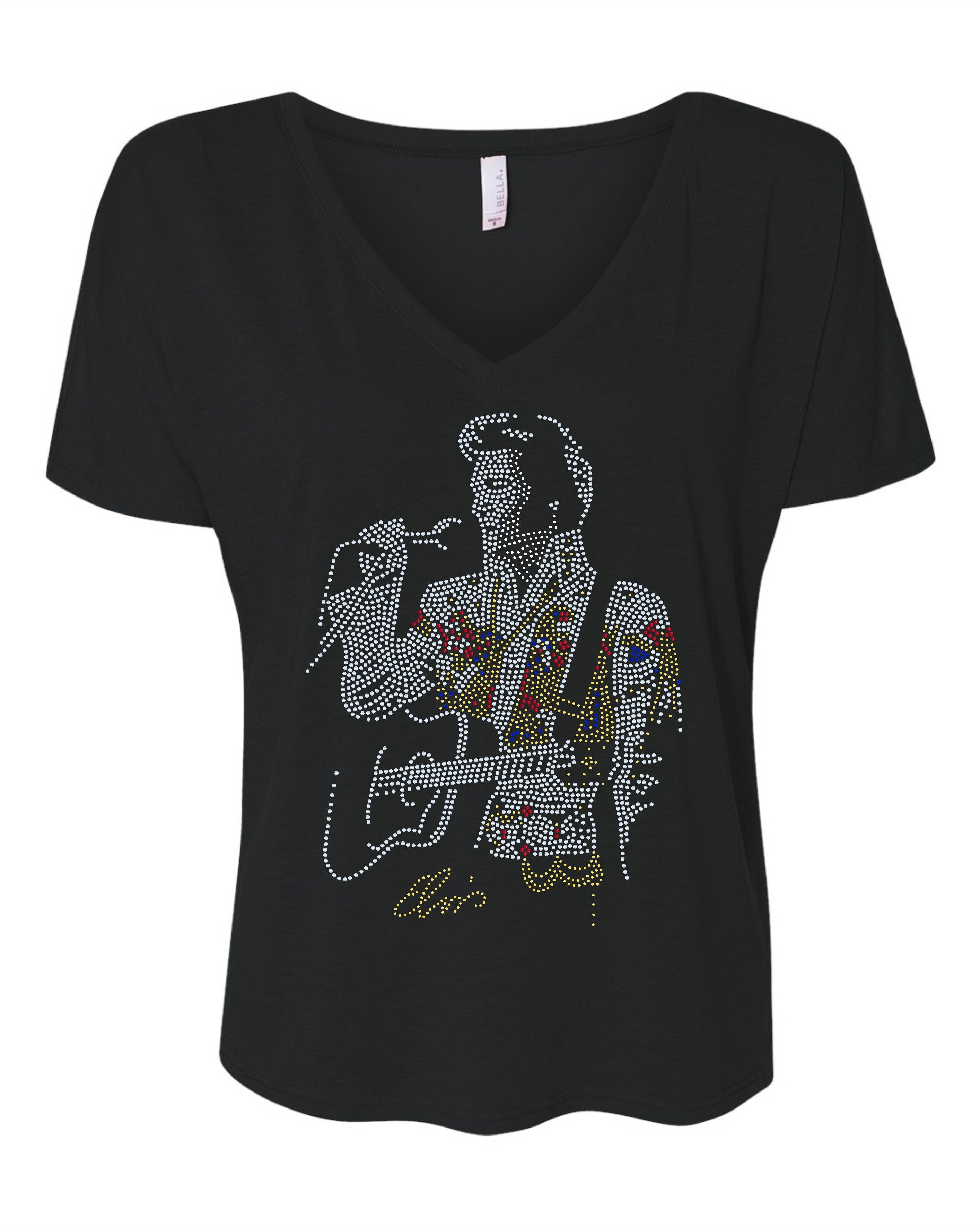Elvis Concert Jumpsuit Bling Apparel – Ladies V-Neck Tee, Unisex Crewneck, Ladies Long Sleeve V-Neck Shirt, Unisex Sweatshirt