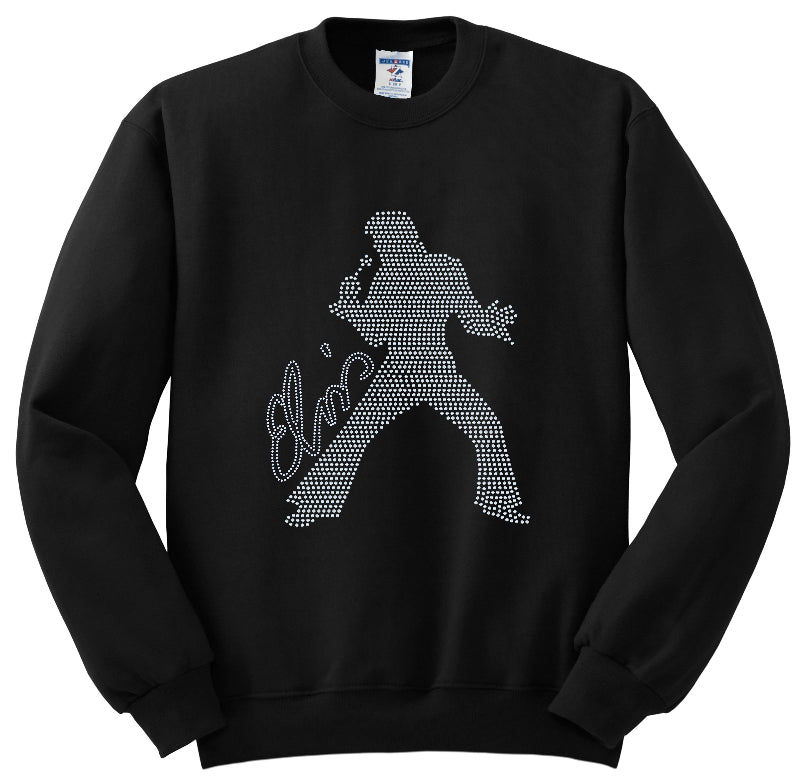 Elvis Presley Rock N Roll Silhouette Apparel – Ladies V-Neck Tee, Unisex Crewneck, Ladies Long Sleeve V-Neck Shirt, Unisex Sweatshirt