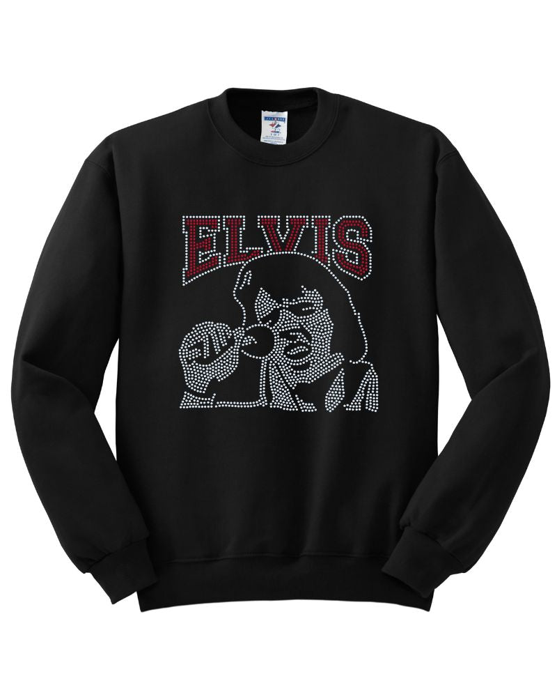 Singing Elvis Bling Apparel – Ladies V-Neck Tee, Unisex Crewneck, Ladies Long Sleeve V-Neck Shirt, Unisex Sweatshirt