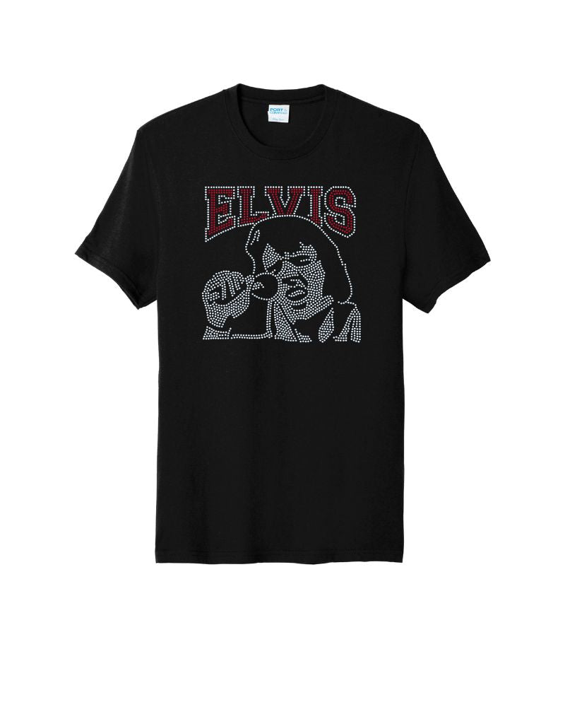 Singing Elvis Bling Apparel – Ladies V-Neck Tee, Unisex Crewneck, Ladies Long Sleeve V-Neck Shirt, Unisex Sweatshirt