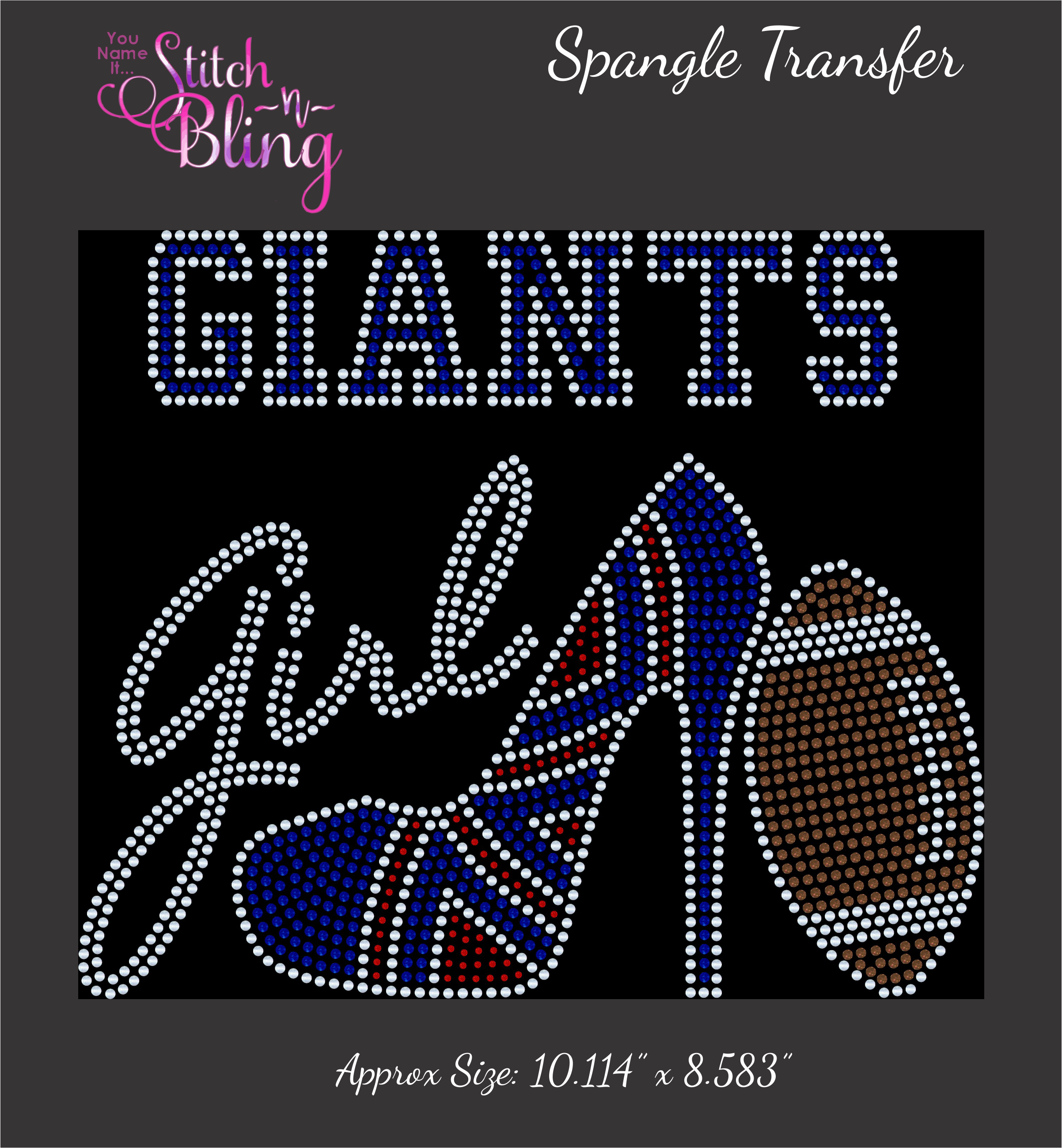 New York Giants Football Hotfix Bling Transfer – DIY Rhinestone Iron-On Bling Design