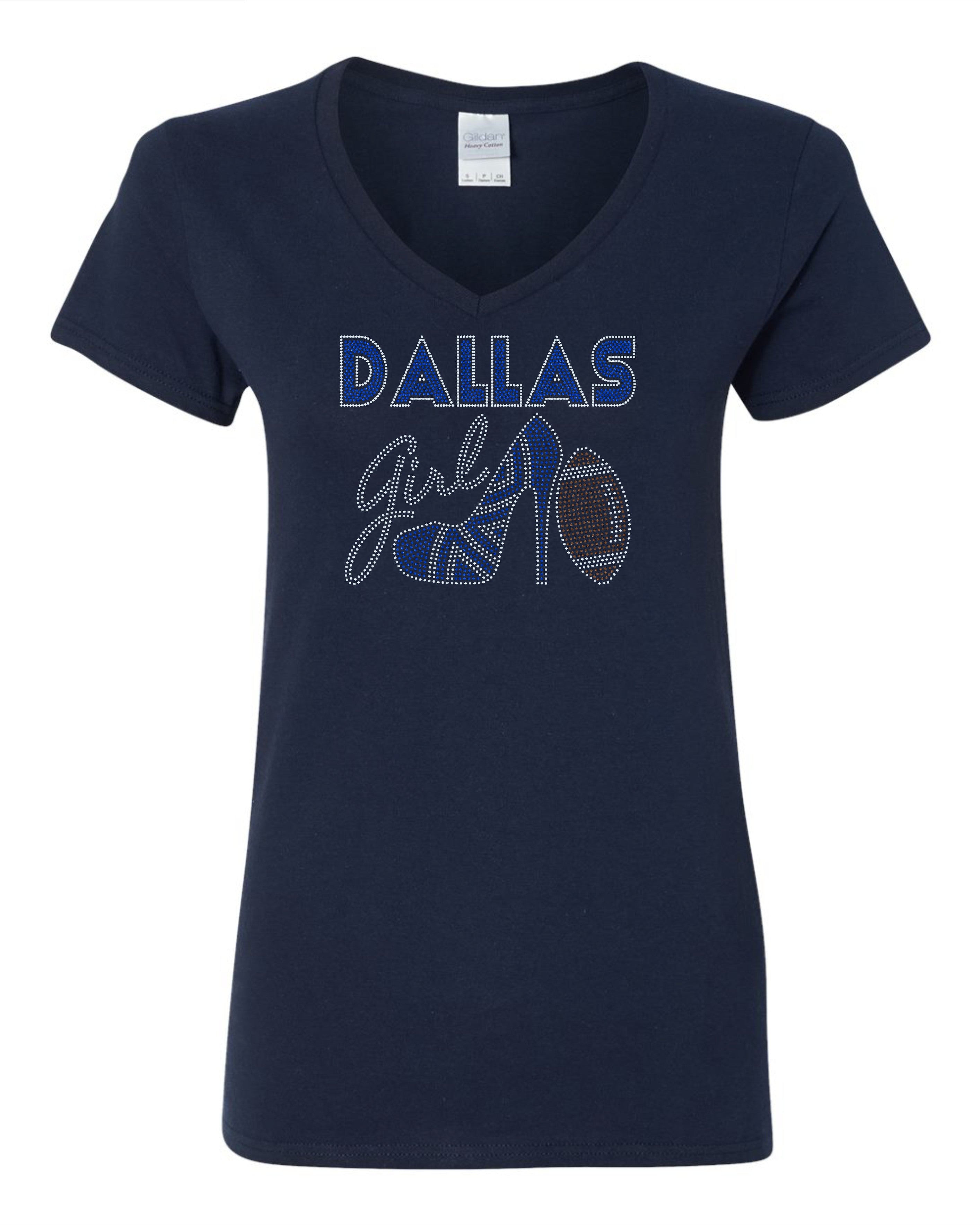 Personalized Dallas Football Bling Tee, High Heel Shoe, Dallas Girl! Personalization Optional! Tees, Long sleeve and Sweatshirts Available! - Stitch N Bling