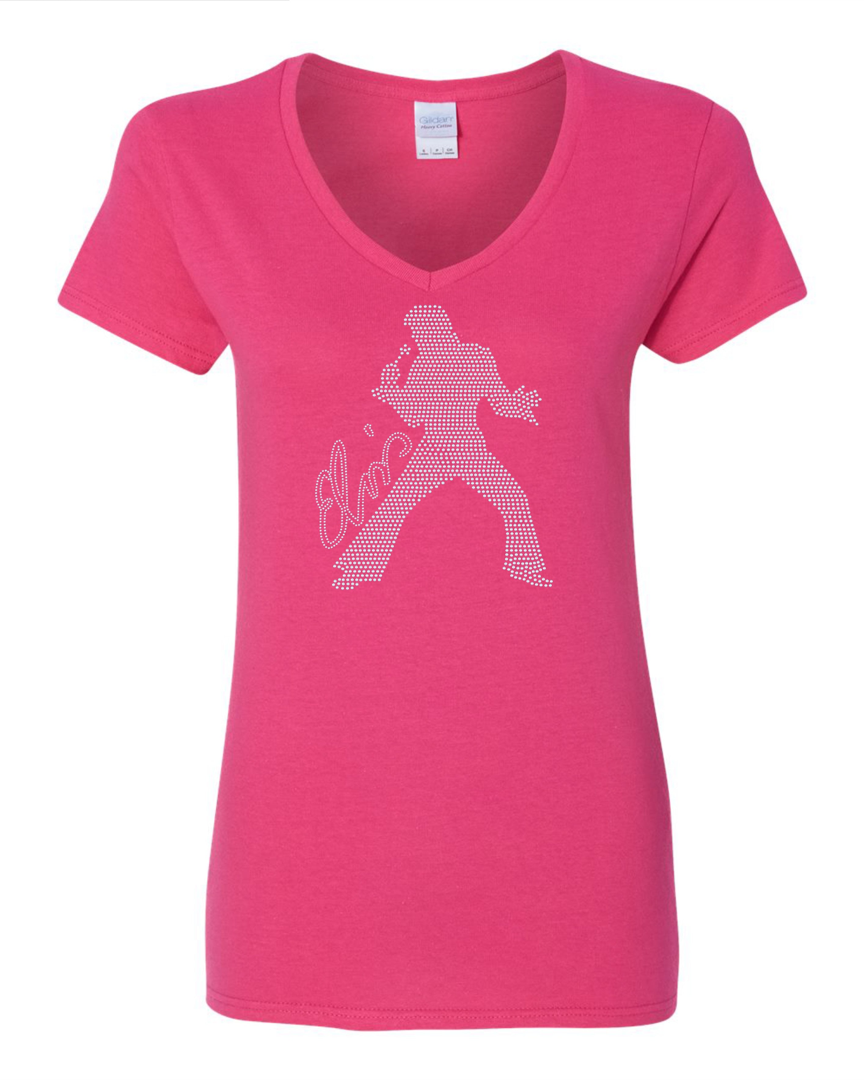 Silver Elvis Presley Rock n Roll Bling Apparel – Ladies V-Neck Tee, Unisex Crewneck, Ladies Long Sleeve V-Neck Shirt, Unisex Sweatshirt