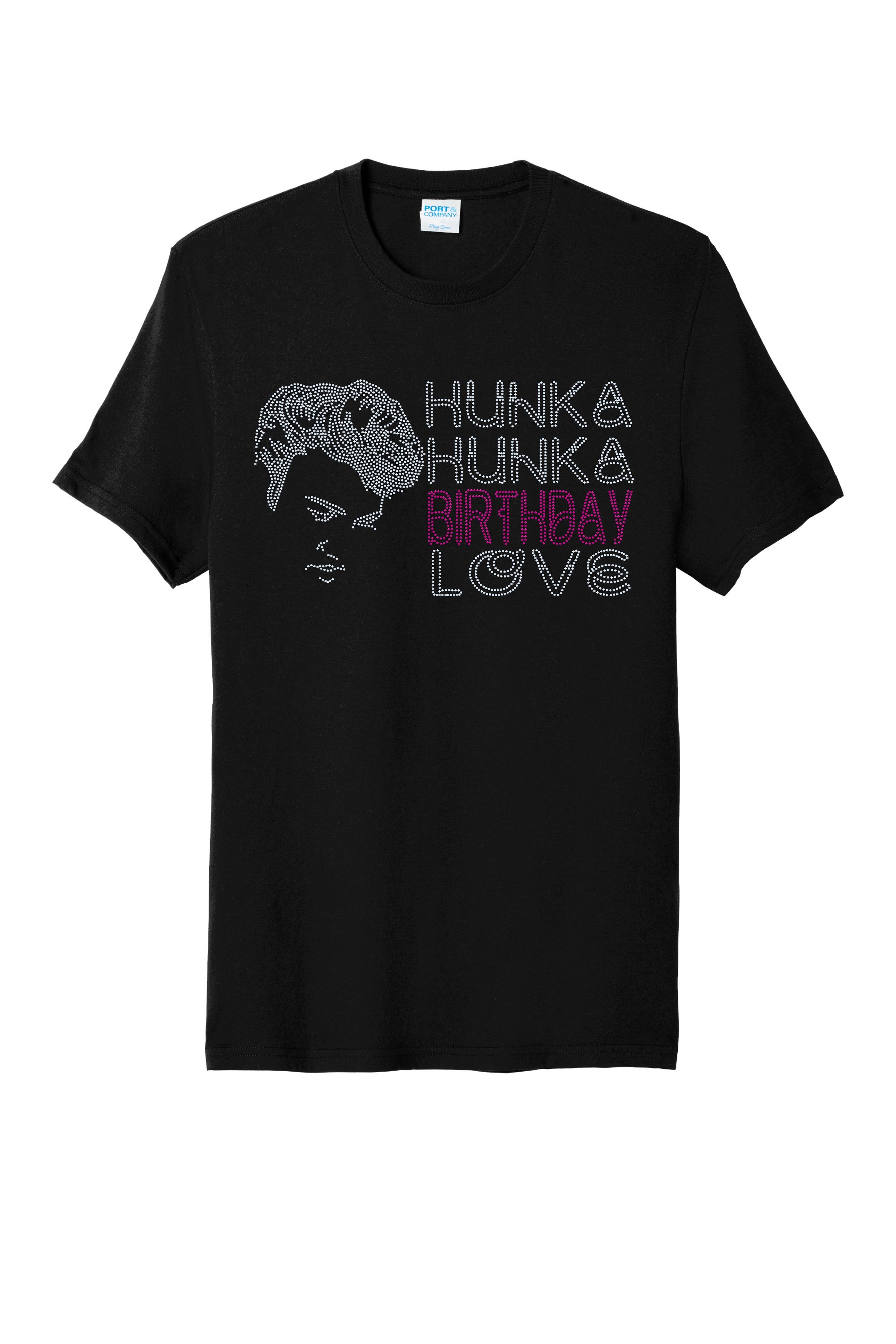 Elvis Presley Hunka Birthday Love Bling Apparel – Ladies V-Neck Tee, Unisex Crewneck, Ladies Long Sleeve V-Neck Shirt, Unisex Sweatshirt, YOUTH Sizes Available