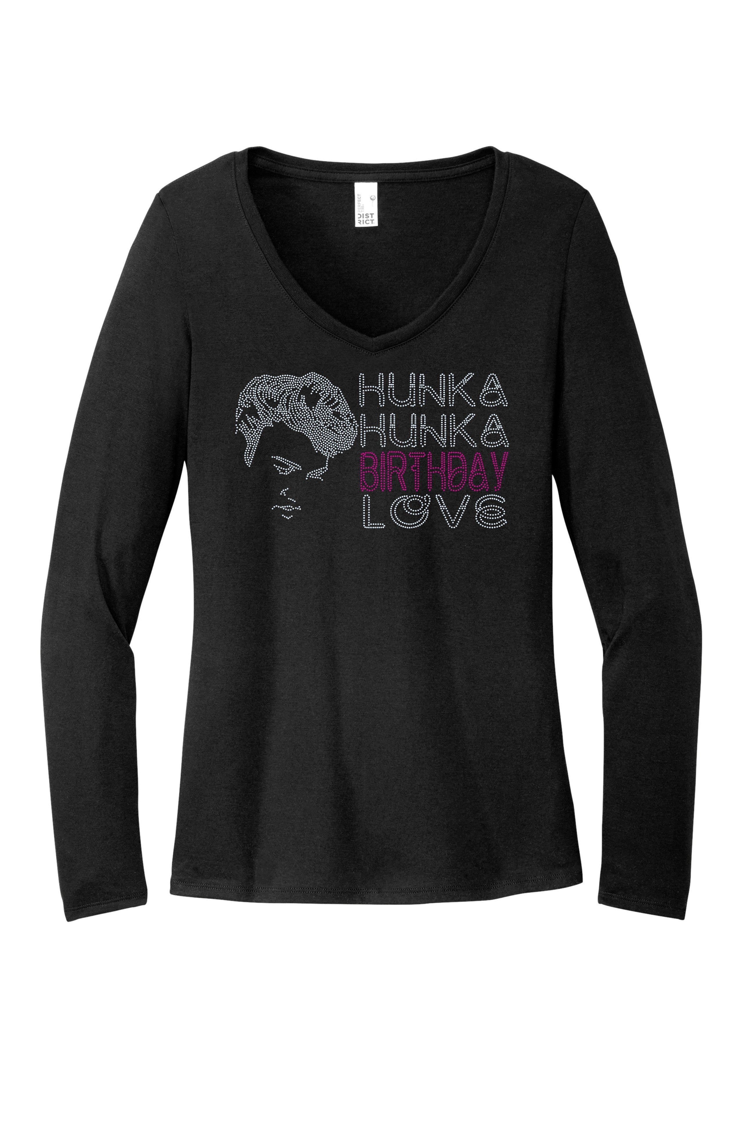 Elvis Presley Hunka Birthday Love Bling Apparel – Ladies V-Neck Tee, Unisex Crewneck, Ladies Long Sleeve V-Neck Shirt, Unisex Sweatshirt, YOUTH Sizes Available
