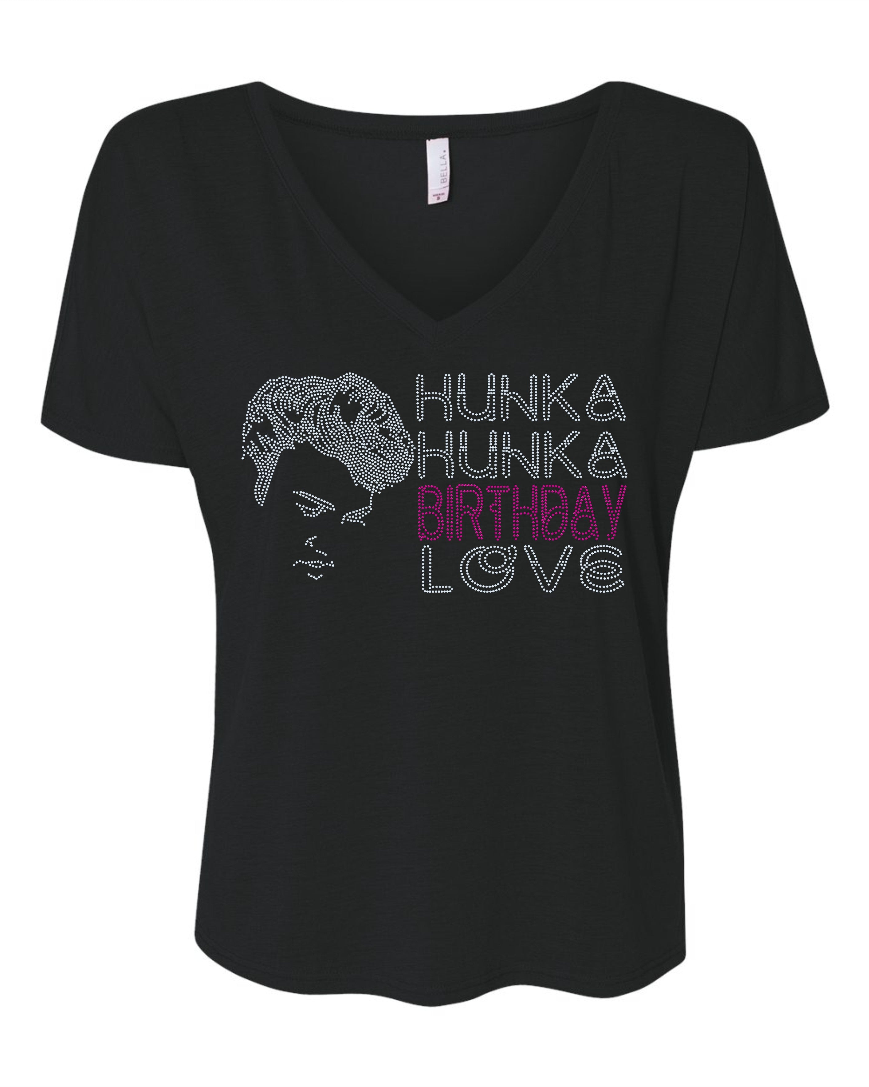 Elvis Presley Hunka Birthday Love Bling Apparel – Ladies V-Neck Tee, Unisex Crewneck, Ladies Long Sleeve V-Neck Shirt, Unisex Sweatshirt, YOUTH Sizes Available