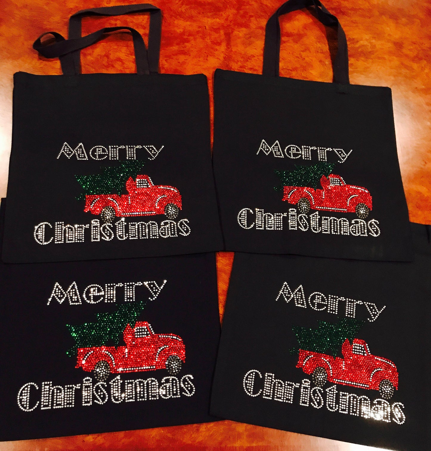 Merry Christmas Old Pink Truck with Christmas Tree Spangle Tee, T-Shirt/Christmas Tree Design! Christmas Sweatshirt - Stitch N Bling