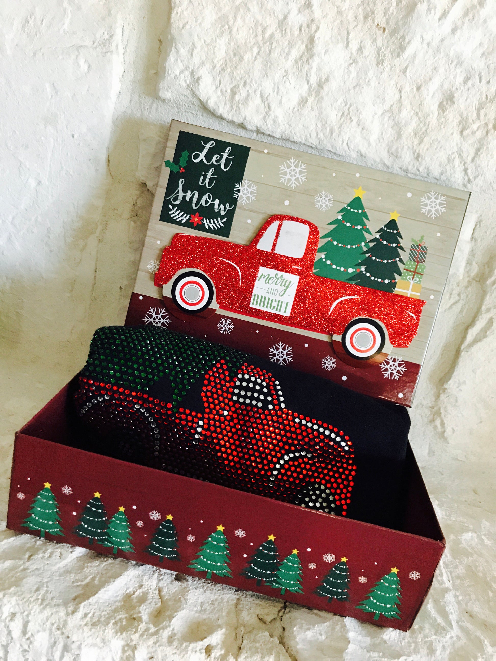 Merry Christmas Old Pink Truck with Christmas Tree Spangle Tee, T-Shirt/Christmas Tree Design! Christmas Sweatshirt - Stitch N Bling