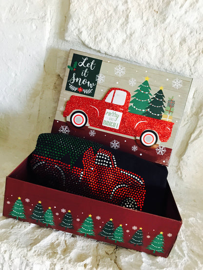 Merry Christmas Old Pink Truck with Christmas Tree Spangle Tee, T-Shirt/Christmas Tree Design! Christmas Sweatshirt - Stitch N Bling