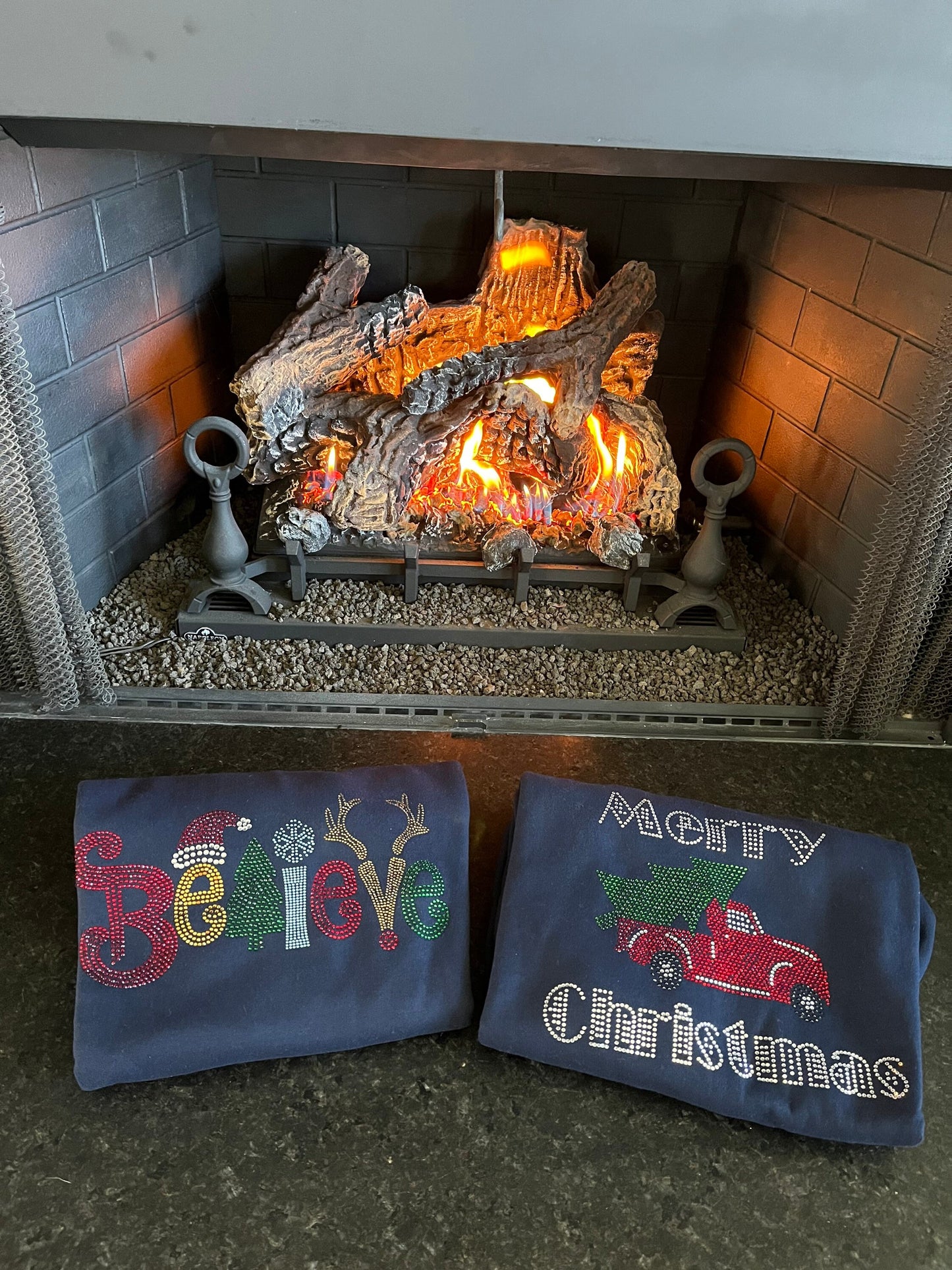 Merry Christmas Old Truck with Christmas Tree Spangle Tee, T-Shirt/Christmas Tree Design! Christmas Sweatshirt, Tee, Long Sleeve Available - Stitch N Bling