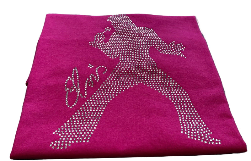 Silver Elvis Presley Rock n Roll Bling Tee on HOT PINK! Elvis Bling, Graceland, TCB - Stitch N Bling