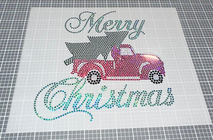 Merry Christmas Old Pink Truck with Christmas Tree Spangle Tee, T-Shirt/Christmas Tree Design! Christmas Sweatshirt - Stitch N Bling