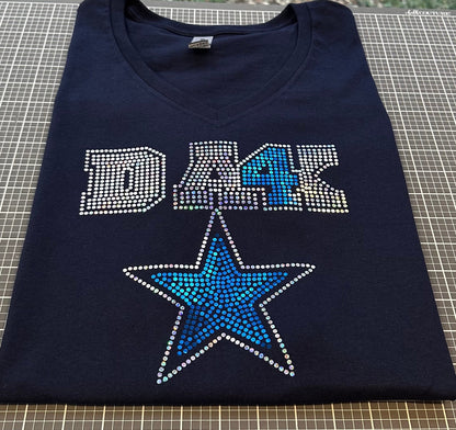 Bling Cowboy Tee/Bling Football Tee/ Texas Football / Cowboys with DAK T-Shirt - Stitch N Bling