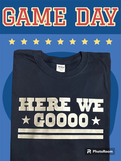 Here We Go Cowboy Tee/Football Tee/ Texas Football / Cowboys T-Shirt - Stitch N Bling