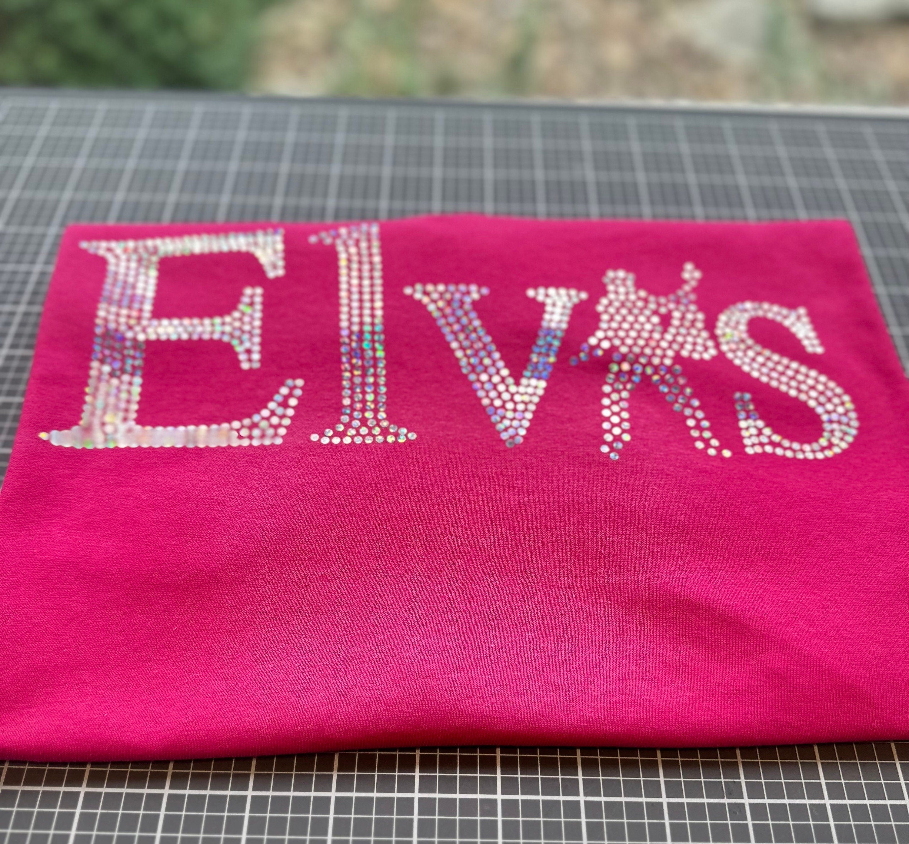 Elvis Presley Name Bling on PINK Tee or Sweatshirt! Elvis Bling / Elvis Design - Stitch N Bling