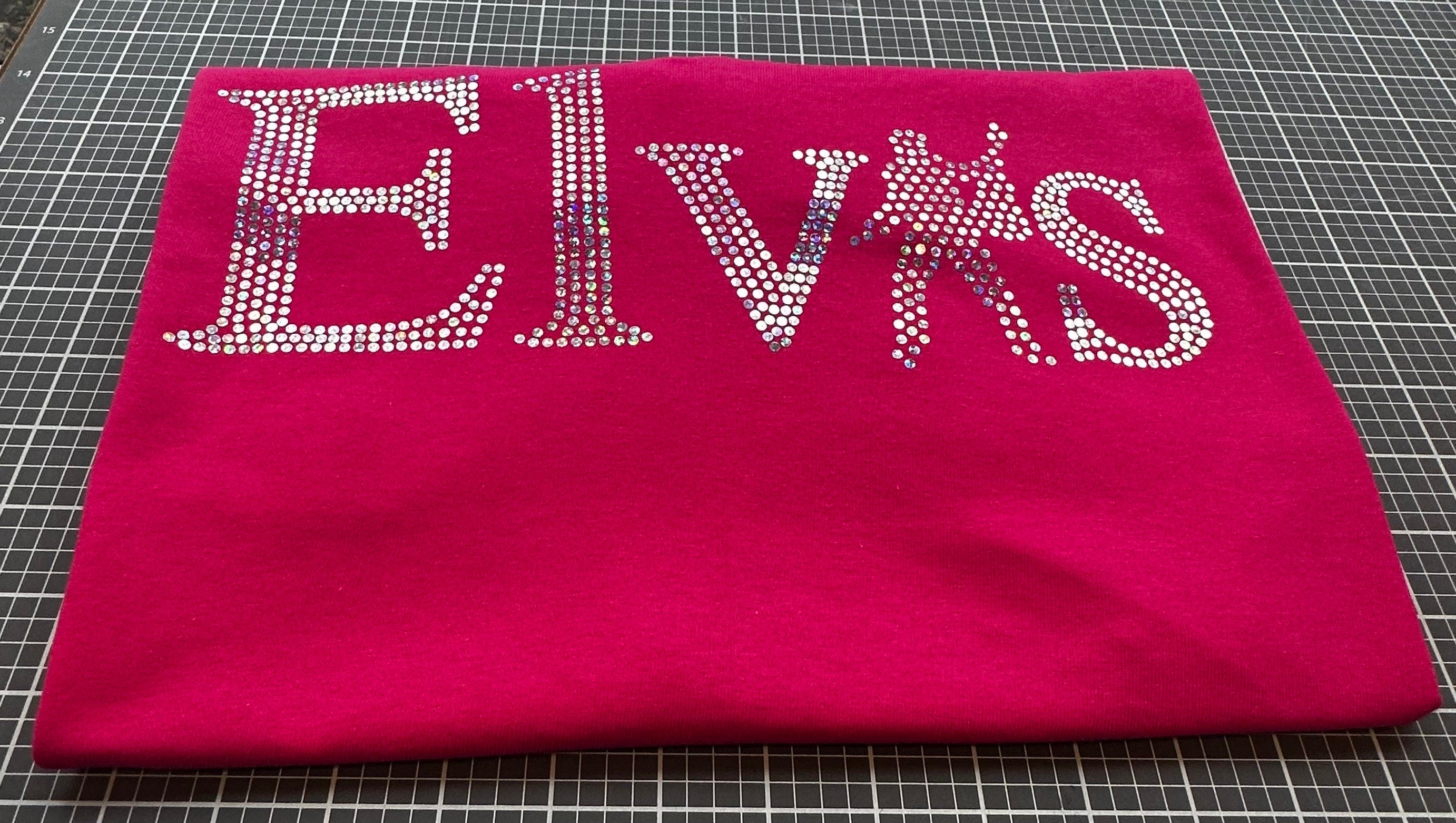 Elvis Presley Name Bling on PINK Tee or Sweatshirt! Elvis Bling / Elvis Design - Stitch N Bling