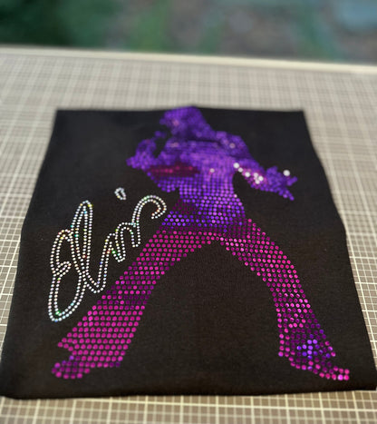 Hot Pink V-Neck or Unisex Elvis Presley Rock n Roll Bling Tee or Sweatshirt! Elvis Bling! Sweatshirts Available! Choose your color! Youth! - Stitch N Bling