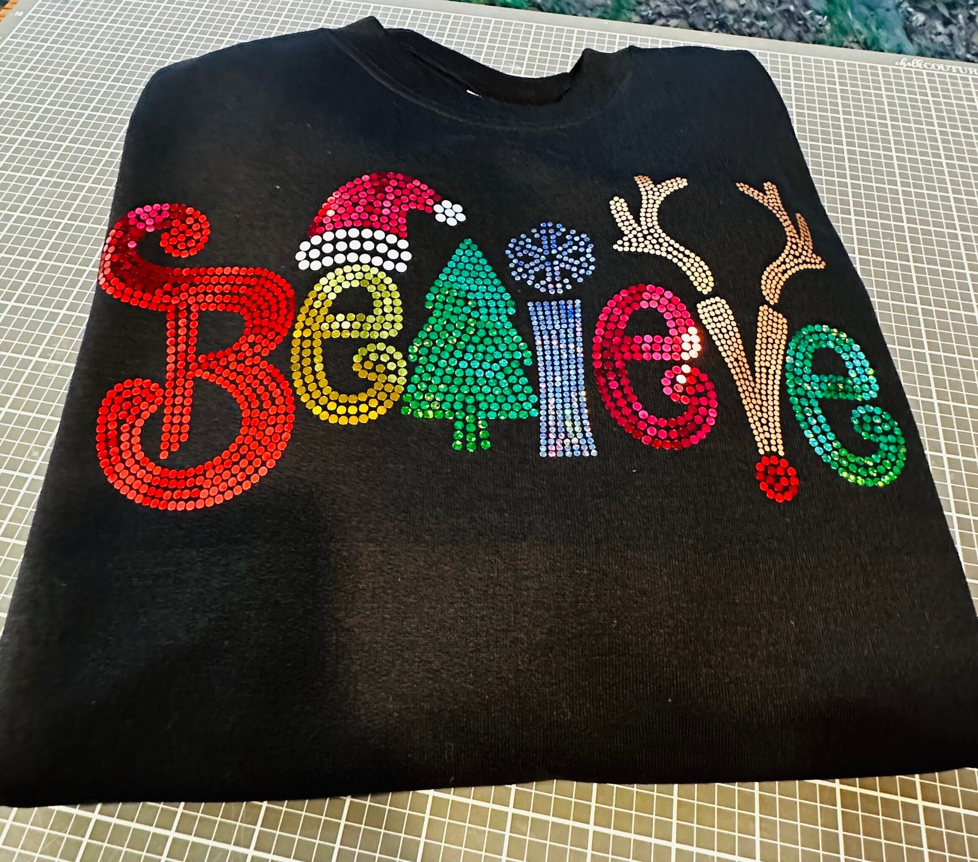 Merry Christmas Old Truck with Christmas Tree Spangle Tee, T-Shirt/Christmas Tree Design! Christmas Sweatshirt, Tee, Long Sleeve Available - Stitch N Bling