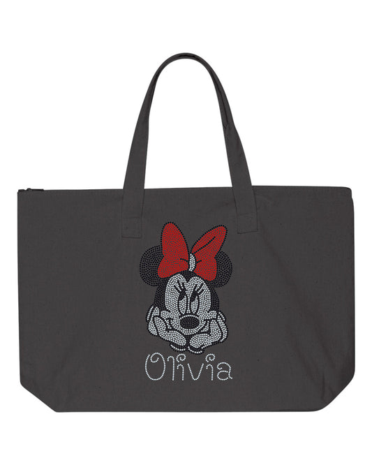 Personalized Minnie Mouse Bling Bag /Mini Bag / Zippered Tote bag Personalization! - Stitch N Bling