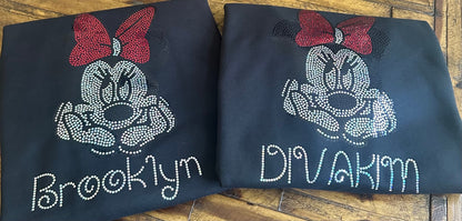 Sale! Free Personalized Mouse Bling/ Girl Mouse Tee/ Children & Adult Sizes Available, Sweatshirts / Free Personalization