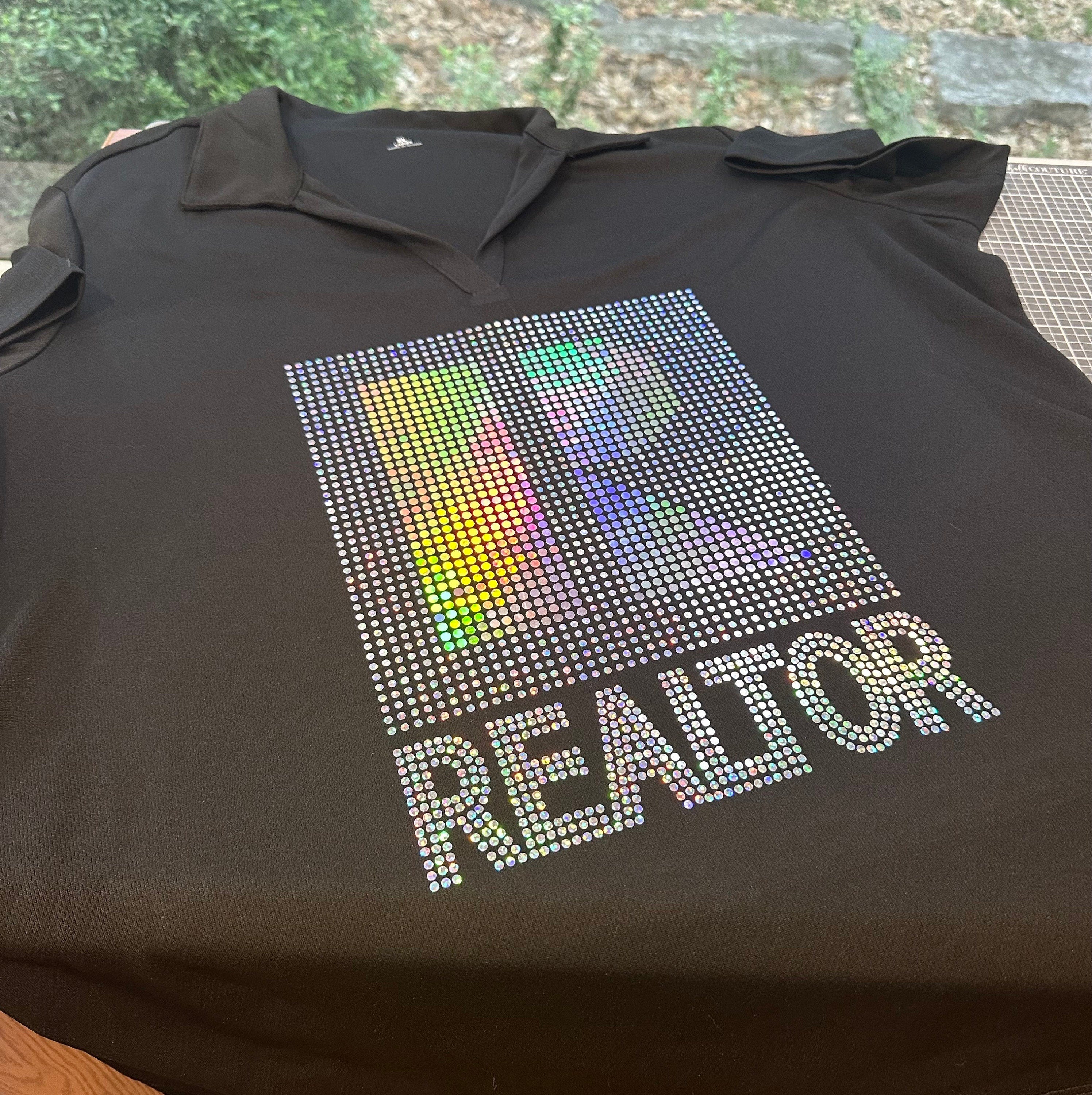 Real Estate Polo Bling Shirt / REALTOR Work Polo Sparkly Spangle Collared Tee / Realtor Polo - Stitch N Bling