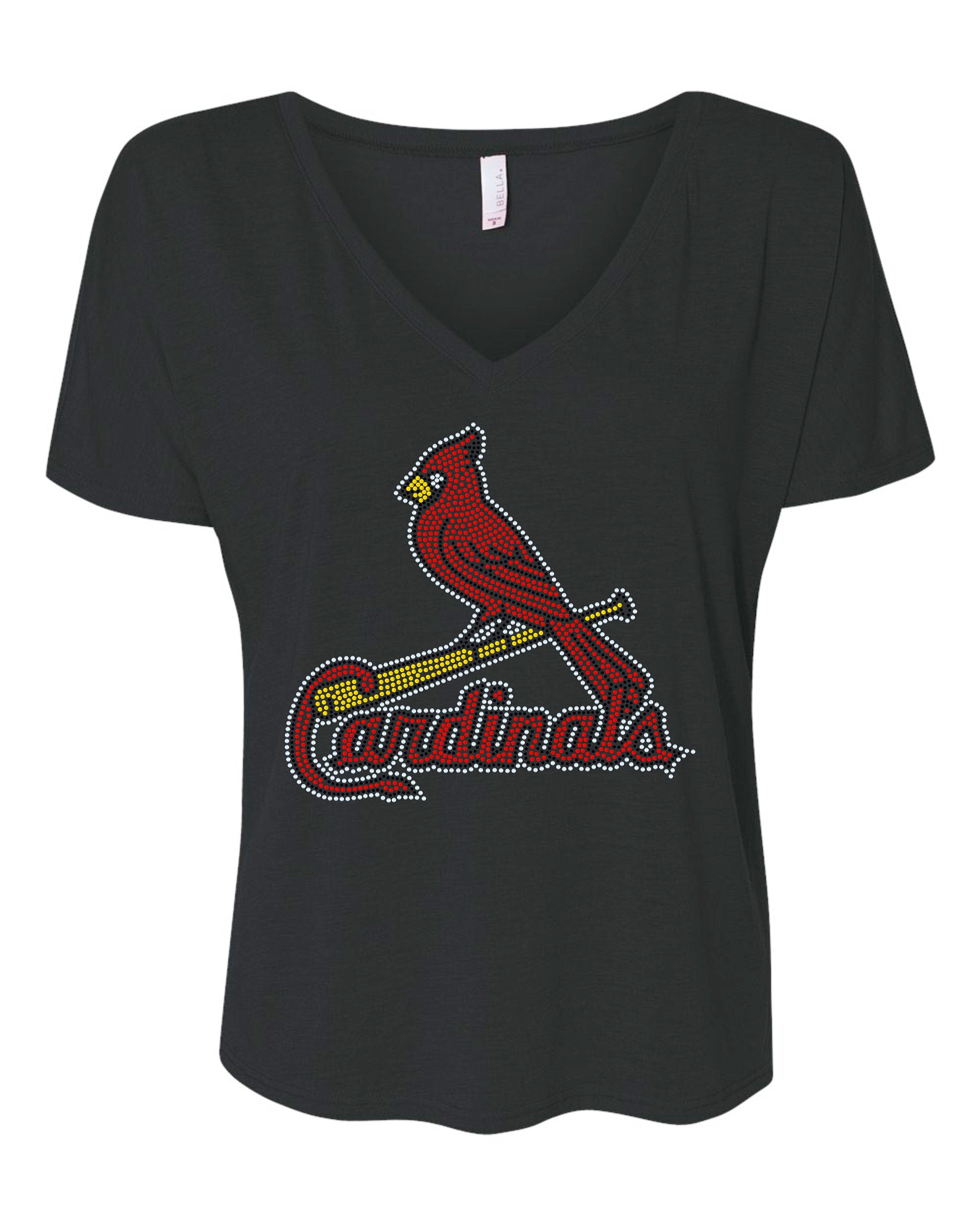 St. Louis Cardinals Baseball Bling Tee, Cardinals Baseball Girl, Optional Personalization on back Name & Number Tee! - Stitch N Bling