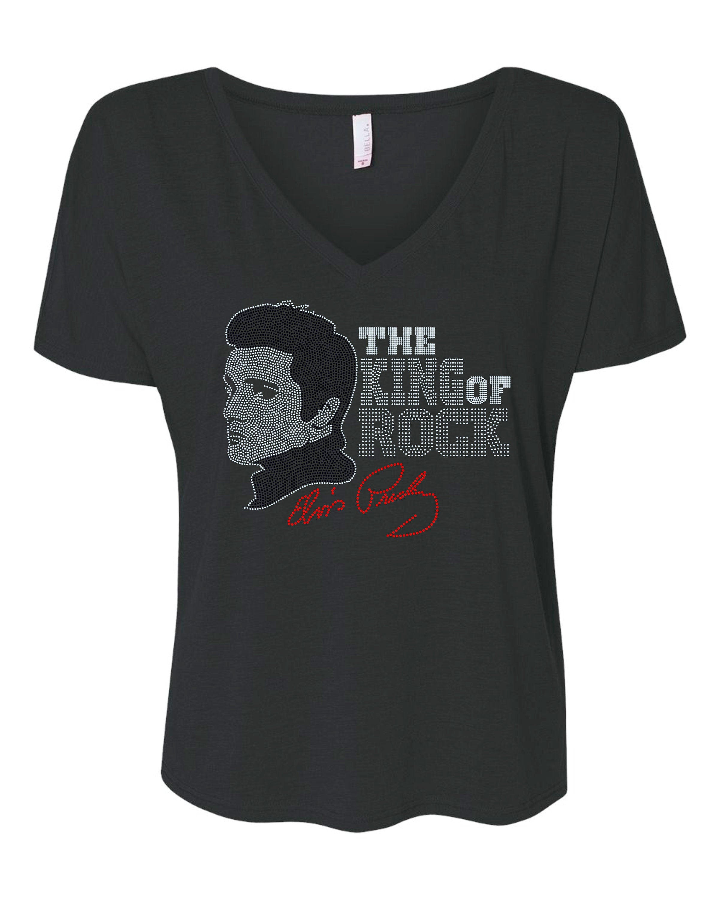 NEW DESIGN Elvis The King of Rock Spangle Tees or Sweatshirts! Large tee or sweatshirt with Bling! Elvis Tank Top! - Stitch N Bling