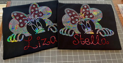 Personalized Mouse Peek a Boo Bling/ Girl Mouse Tee/ Children & Adult Sizes Available, Sweatshirts and Tees