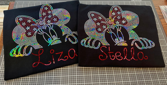Personalized Mouse Peek a Boo Bling/ Girl Mouse Tee/ Children & Adult Sizes Available, Sweatshirts and Tees