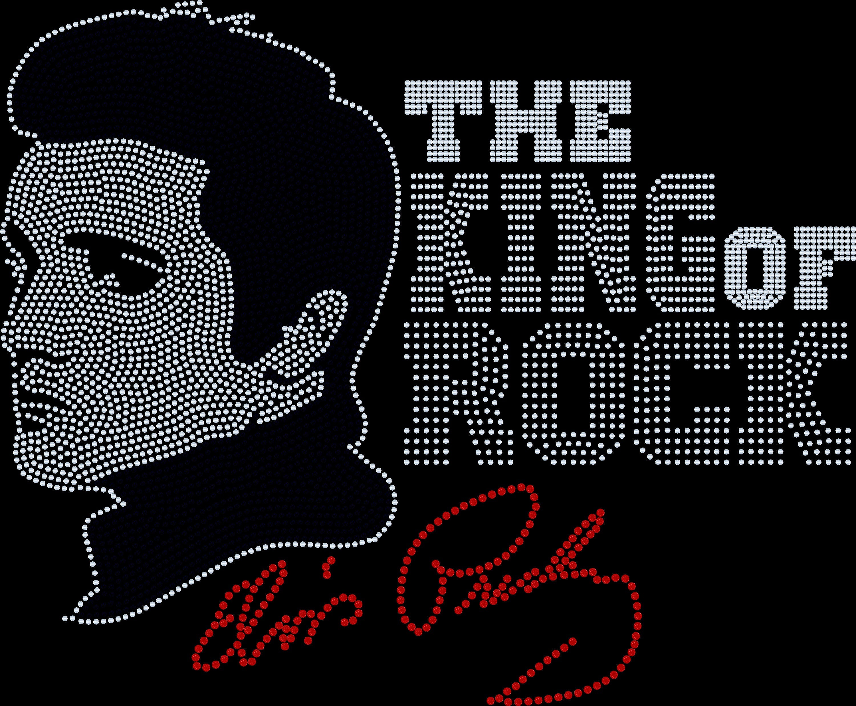 NEW DESIGN Elvis The King of Rock Spangle Tees or Sweatshirts! Large tee or sweatshirt with Bling! Elvis Tank Top! - Stitch N Bling