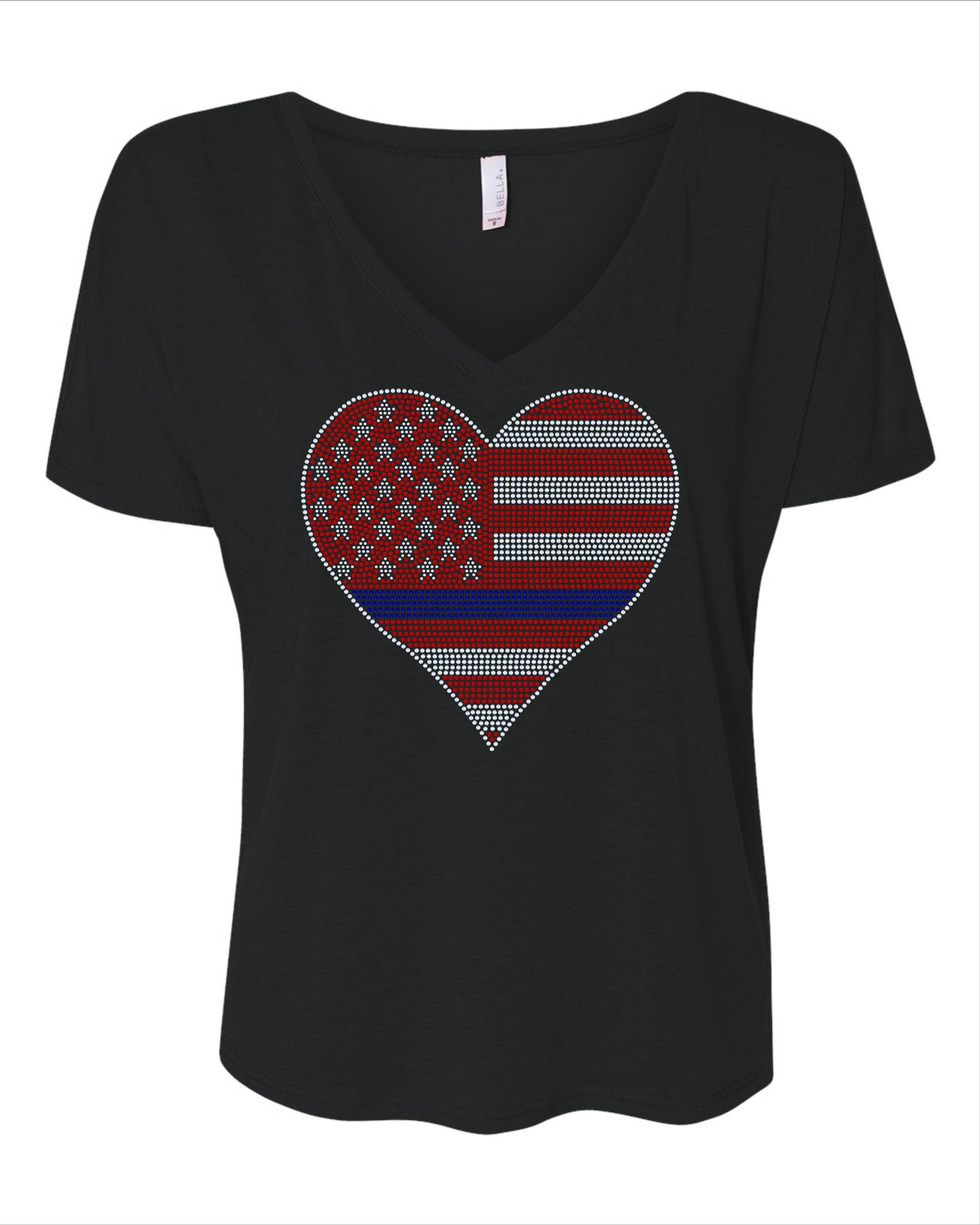 Thin Blue Line Heart Bling Tee! / USA Heart / Thin Blue Line Bling Tee, Tank. Long sleeve or Sweatshirt! - Stitch N Bling