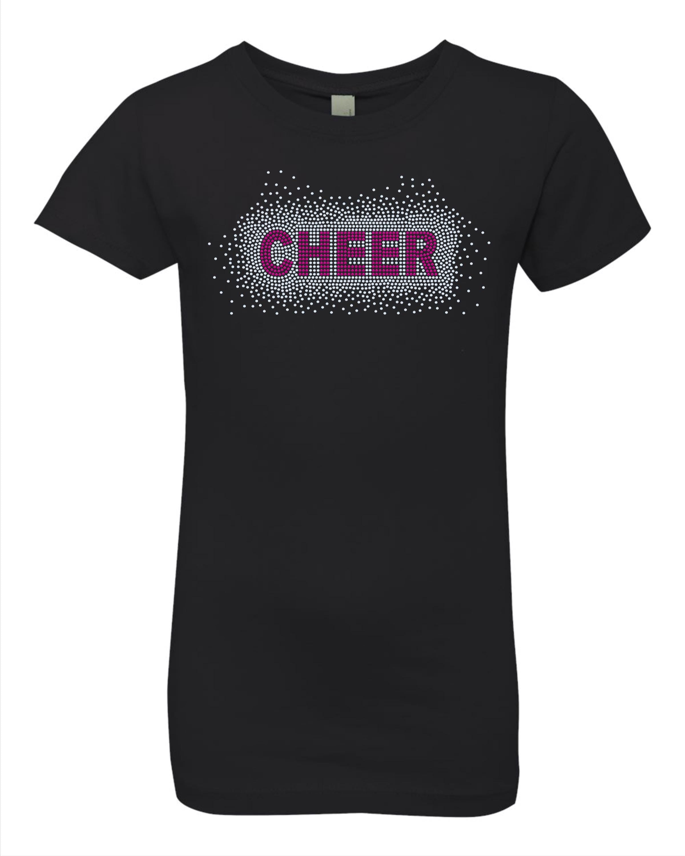 Cheer Bling Tee for Adult or Youth! / Cheer Design / Cheer Tank, Tee or Sweatshirt! Choose the color of bling! - Stitch N Bling