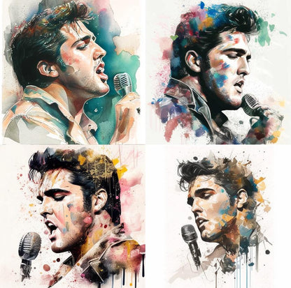 Elvis Presley Singing Watercolor 2 Tee! Personalization available! Kids Sizes/ Personalize with Quote or Lyrics on Back! - Stitch N Bling