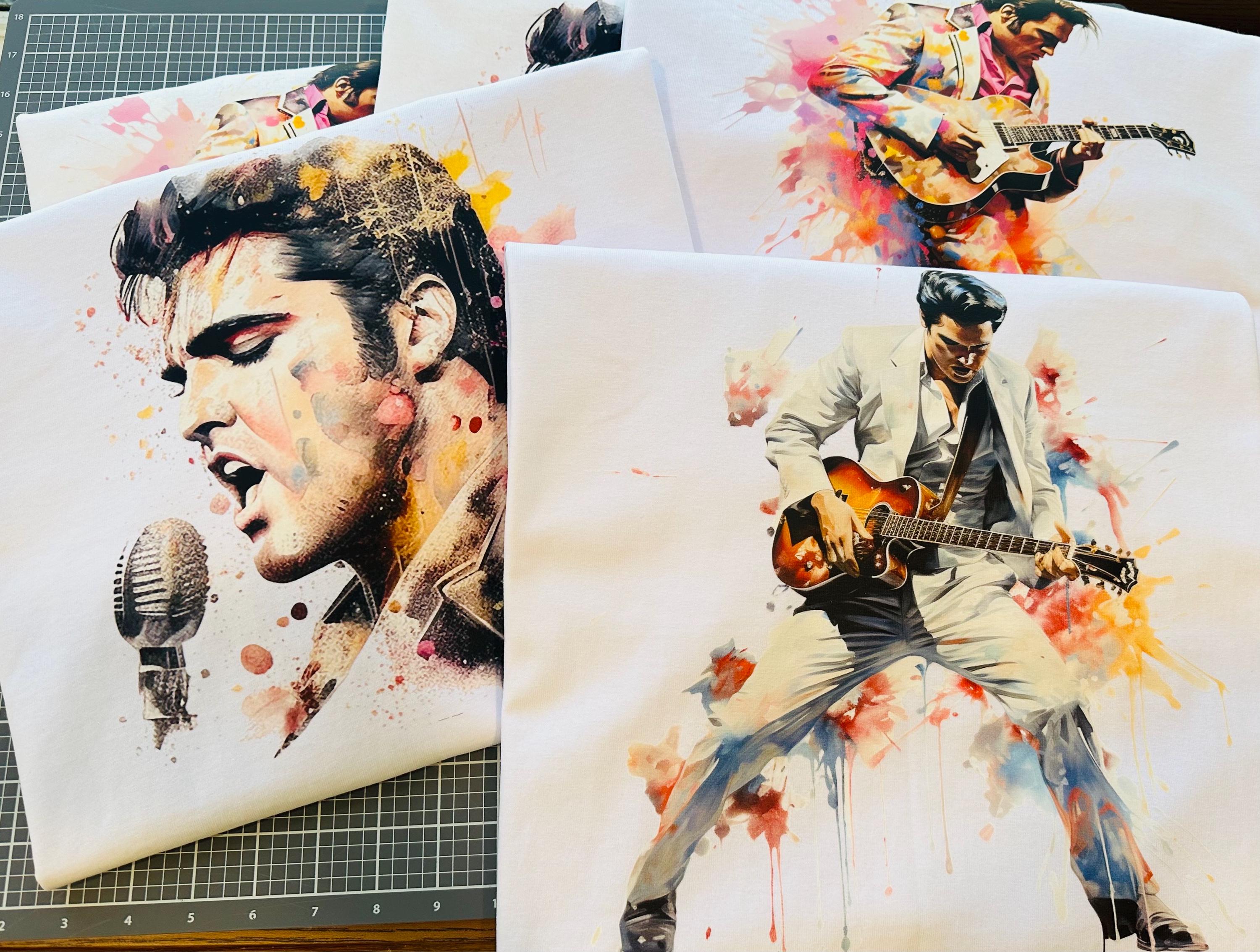 Elvis Presley Singing Watercolor 2 Tee! Personalization available! Kids Sizes/ Personalize with Quote or Lyrics on Back! - Stitch N Bling