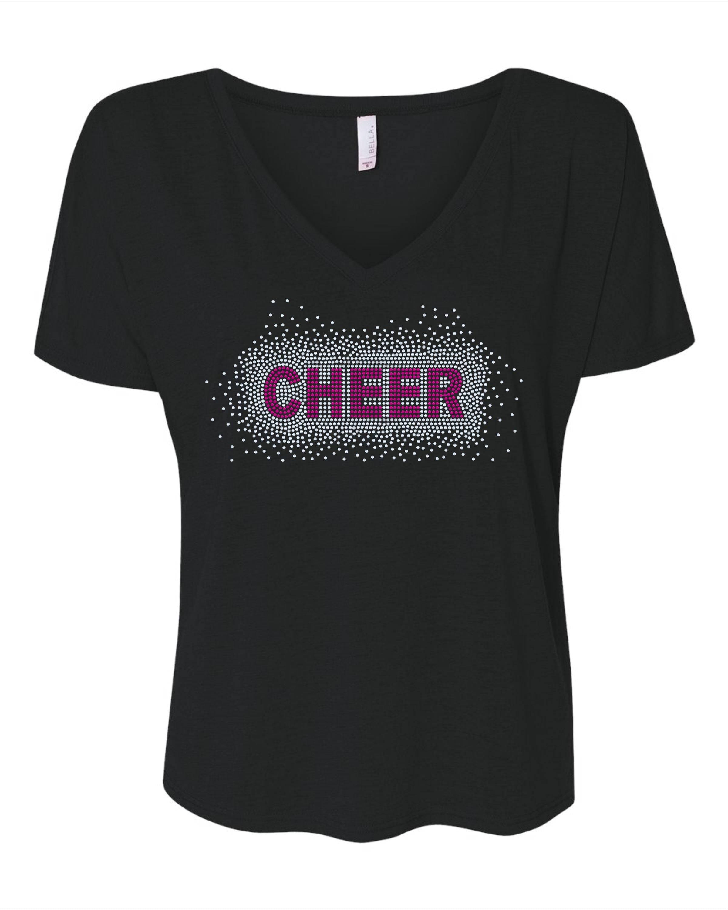 Cheer Bling Tee for Adult or Youth! / Cheer Design / Cheer Tank, Tee or Sweatshirt! Choose the color of bling! - Stitch N Bling