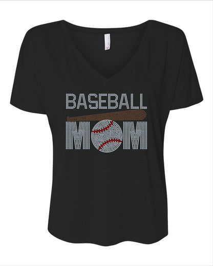 Baseball MOM Tee! Baseball Mom Sparkle Bling Tee / Baseball Mom with Bat Tee, Tank or Sweatshirt - Stitch N Bling