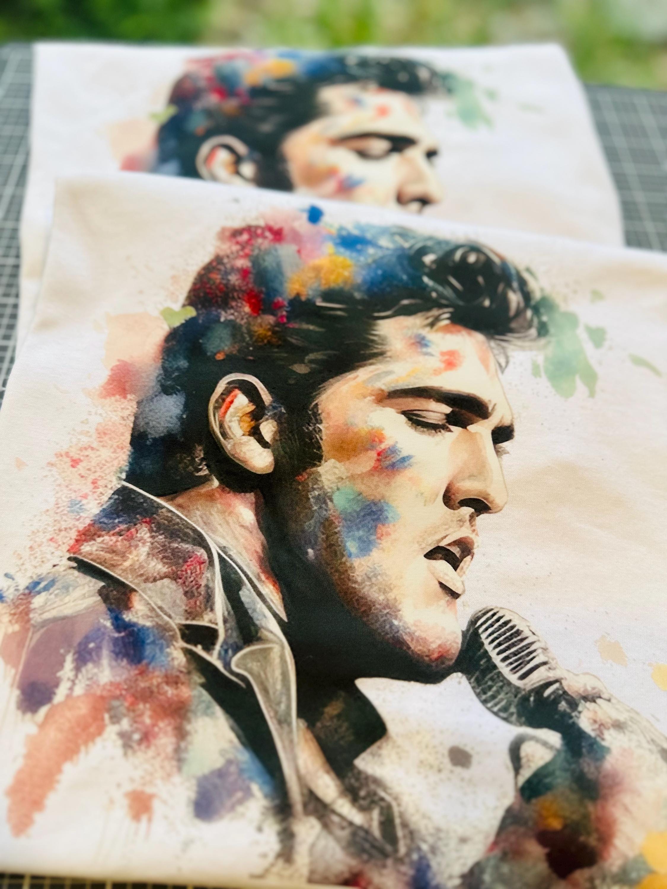 Elvis Presley Singing Watercolor 3 Tee! Personalization available! Kids Sizes/ Personalize with Quote or Lyrics on Back! - Stitch N Bling