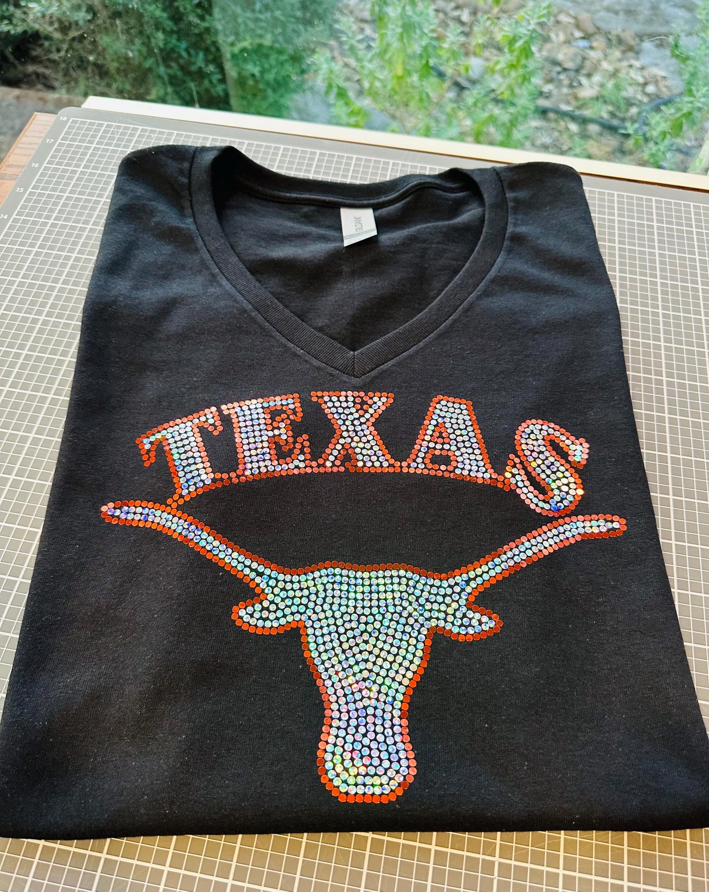 UT Austin Longhorn Texas University! University of Texas at Austin Bling/University/Texas Sports Bling Tee or Tank! White or Black tee! - Stitch N Bling