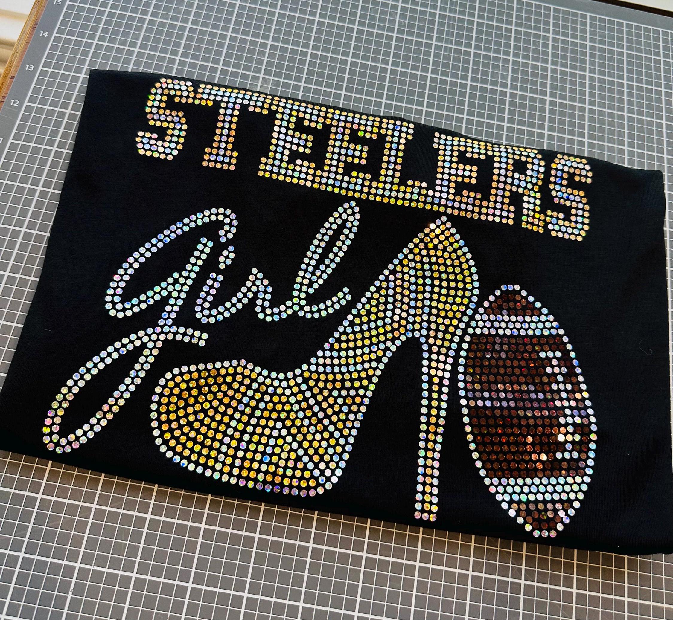 Pittsburgh Steelers Bling Tee, Converse Tennis Shoe, Bling High Heel, Steelers Girl, Optional Personalization Name & Number Tee! - Stitch N Bling