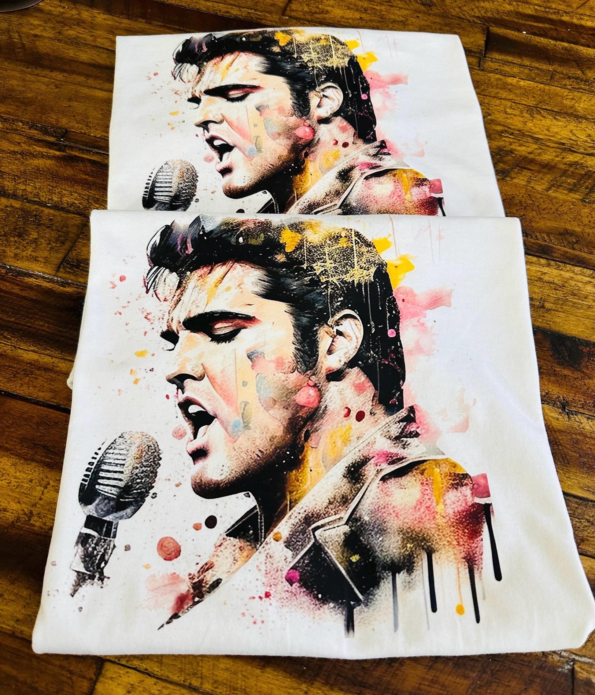 Elvis Presley Singing Watercolor 1 Tee! Personalization available! Kids Sizes/ Personalize with Quote or Lyrics on Back! - Stitch N Bling