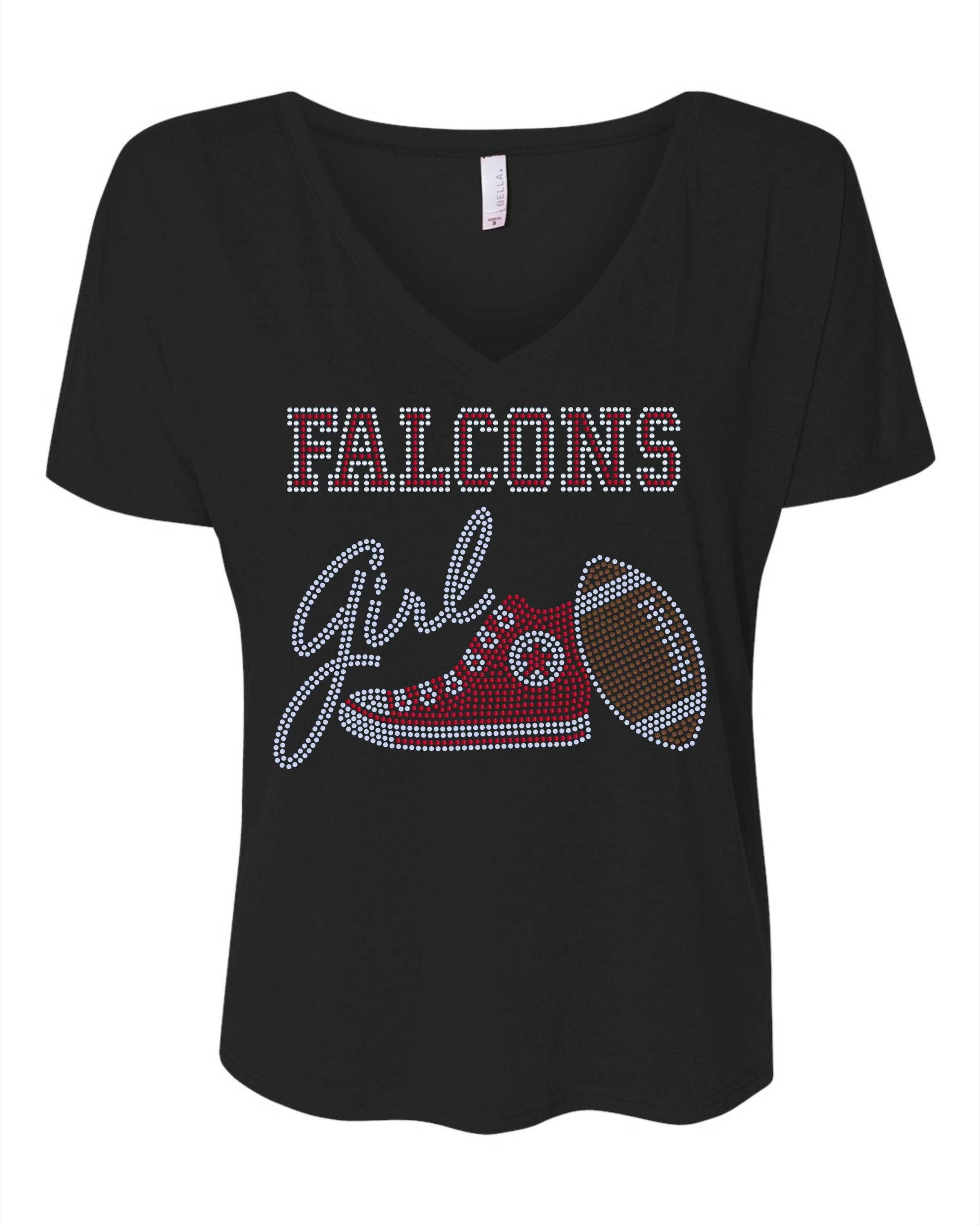 Personalized Atlanta Falcons Bling Tee, Tennis Shoe, Falcons Girl, Personalization Optional! Long sleeve and Sweatshirts! - Stitch N Bling