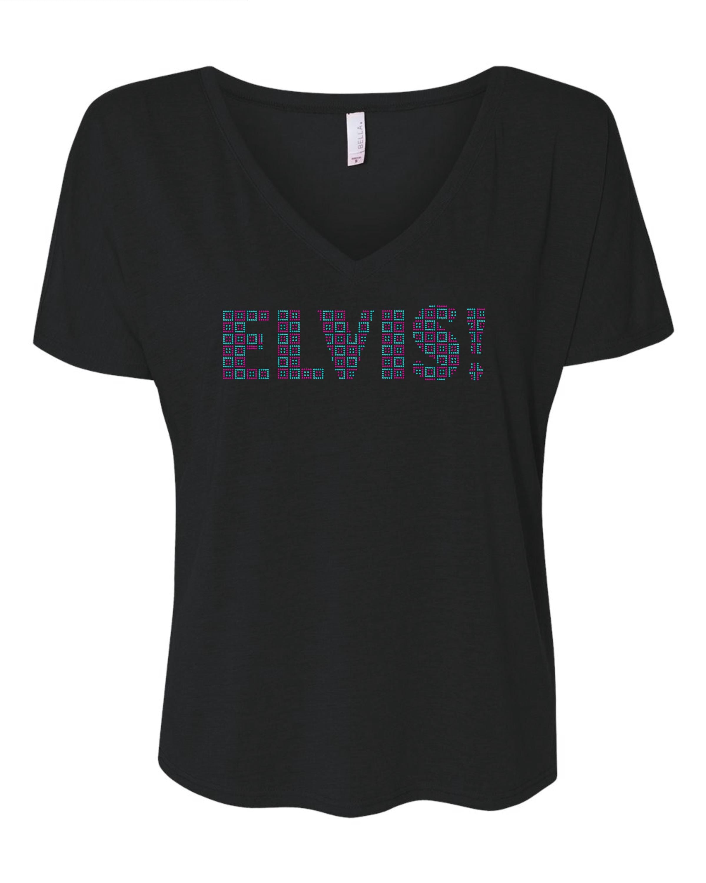 Elvis Presley Block Name Bling Tee, long sleeve or Sweatshirt! Elvis Bling in Teal, Pink or any custom color! - Stitch N Bling
