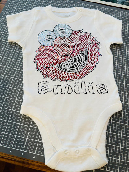 Monster or puppet Onesie or Tee / Monster Bling Onesie! Baby Bling! Youth Tee / T-Shirt Bling! Personalization available upon request!