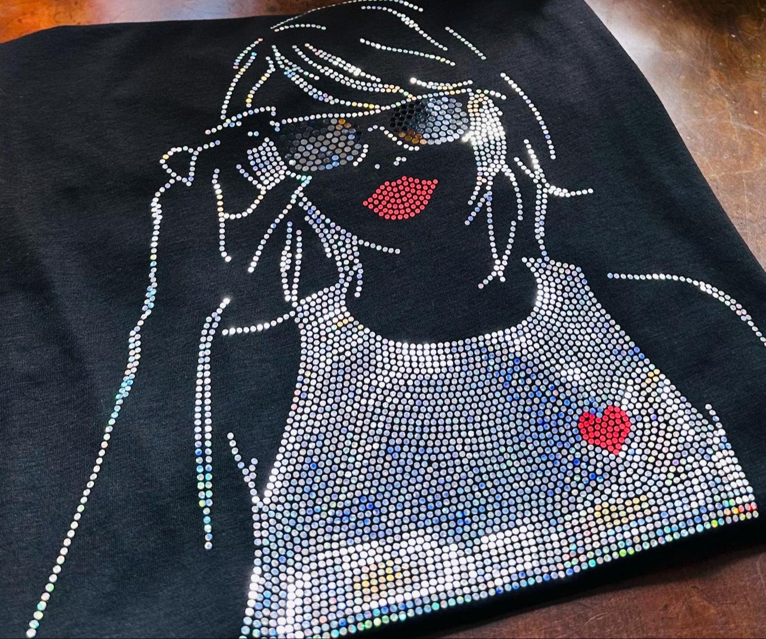 Tay Heart Bling Tee or Sweatshirt / Singer Sparkly Spangle T-Shirt, Tee Shirt or Sweatshirt / Bling Apparel / The Eras Tour - Stitch N Bling