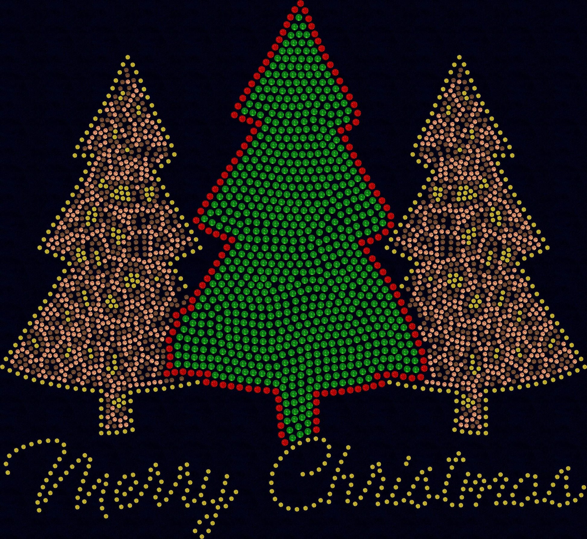 Merry Christmas Trees Bling Tee, T-Shirt Christmas Spangle Design! Christmas Trees! Holiday Bling Tree Tee, Long Sleeve or Sweatshirts! - Stitch N Bling