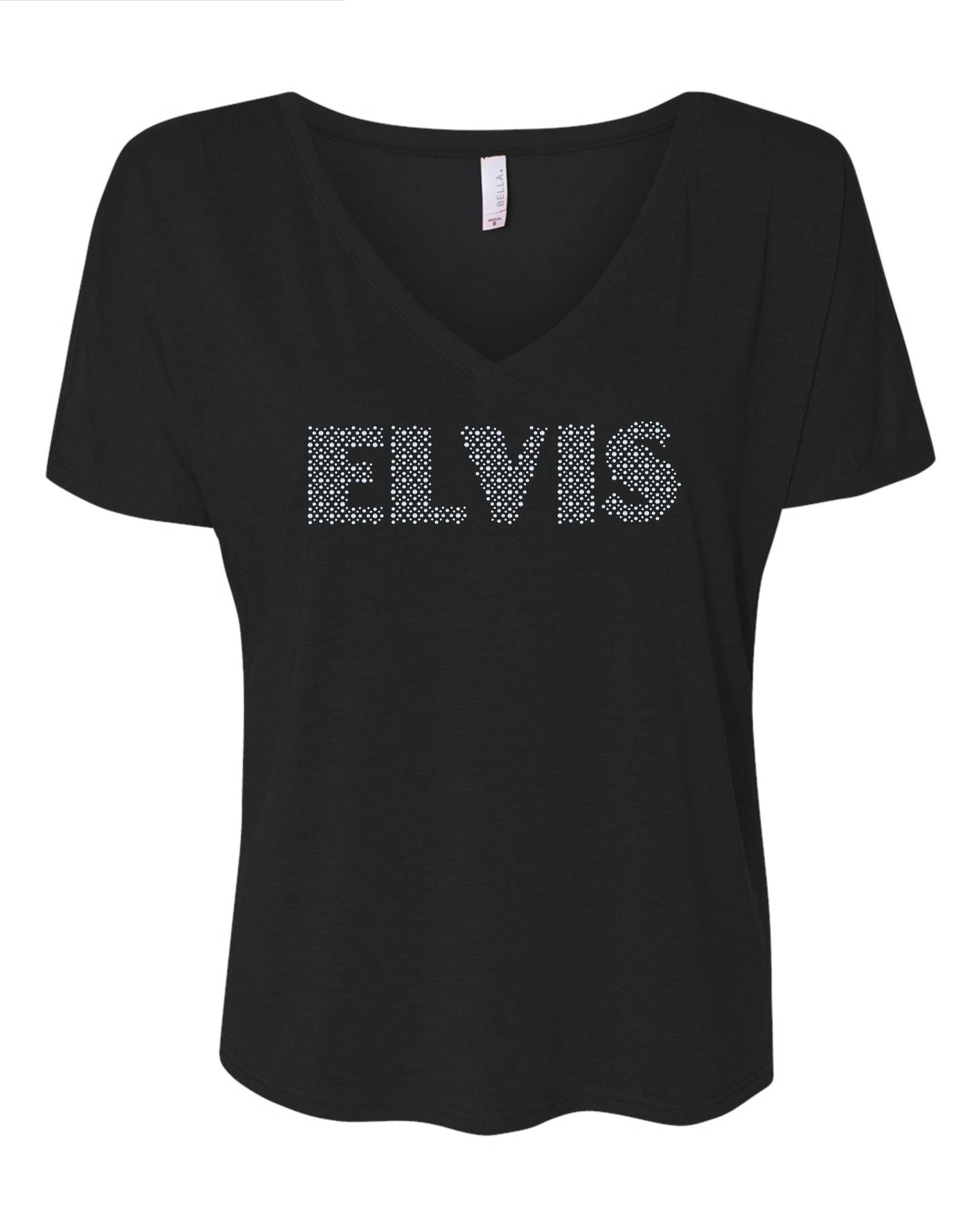 Elvis Presley Name MultiSize Bling Tee, long sleeve or Sweatshirt! Elvis Bling in Crystal! - Stitch N Bling